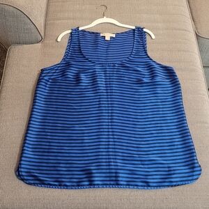Michael Michael Kors Blue Black Striped Casual Relaxed Top Tank Blouse Medium